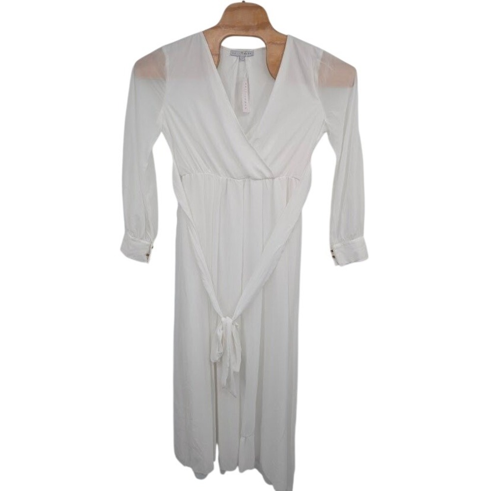 Baltic Born Lydia Maxi Dress Long Sleeve Bridal White Chiffon NWT‎ Women's sz L